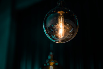 close up bulb on dark background