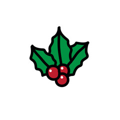 Christmas mistletoe doodle icon, vector illustration