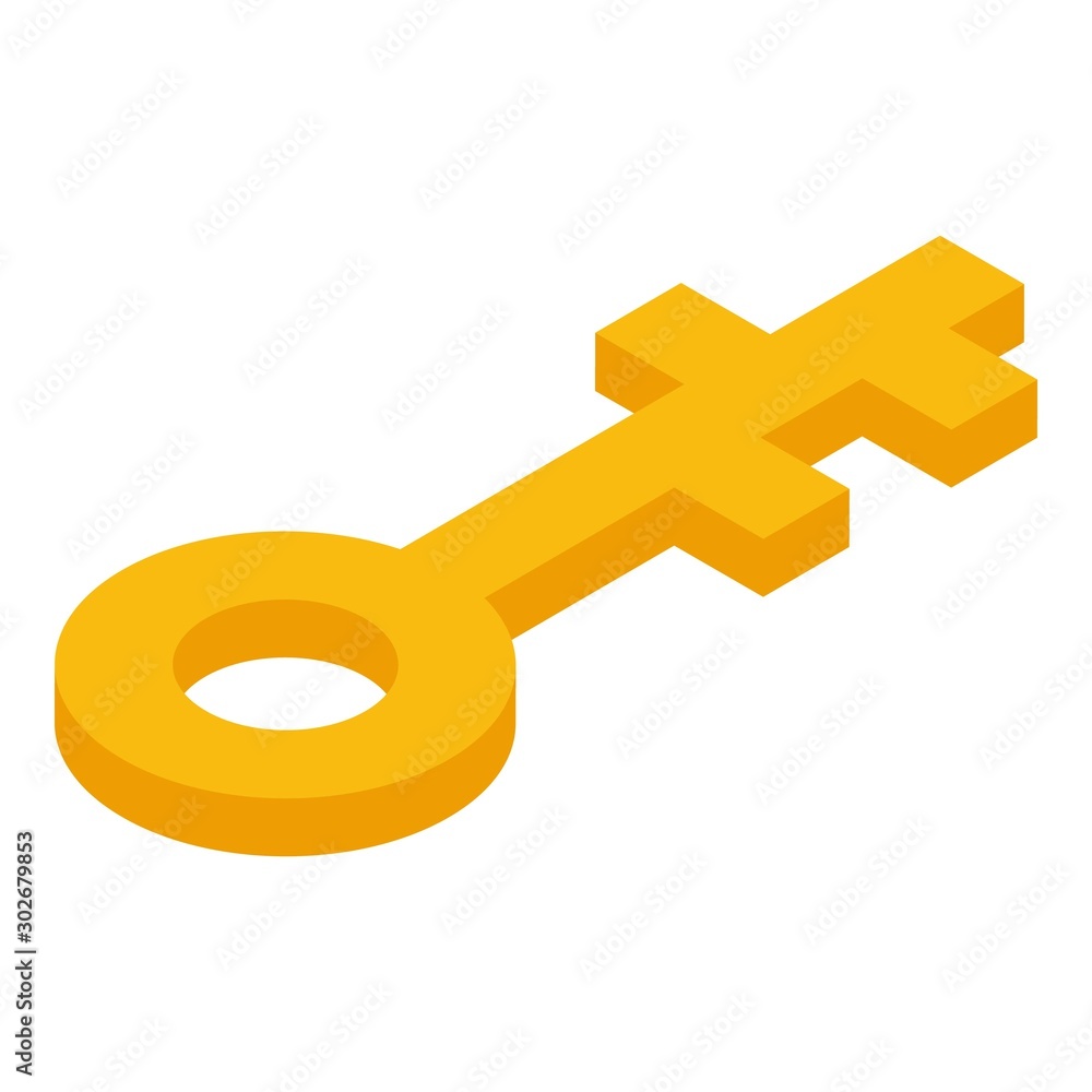 Aufkleber gold key icon. isometric of gold key vector icon for web design isolated on white background
