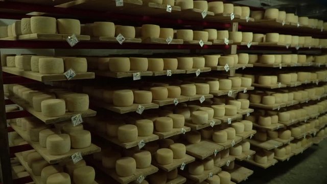 Motion view of cheese storage room.
