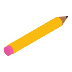 Yellow pencil icon. Isometric of yellow pencil vector icon for web design isolated on white background