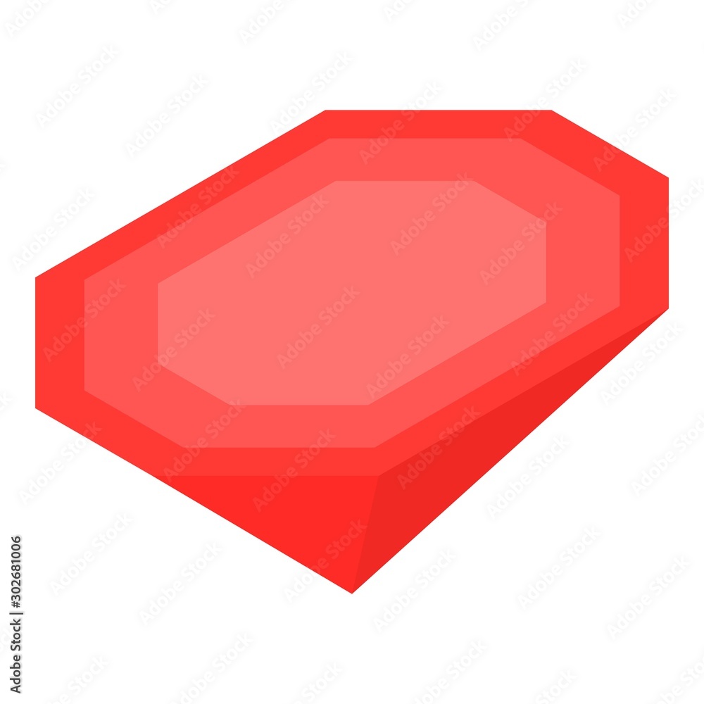 Poster red gemstone icon. isometric of red gemstone vector icon for web design isolated on white background