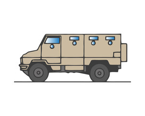 Vector isolated military heavy truck on white background