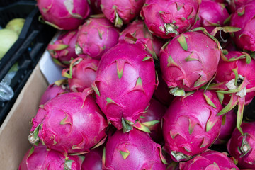 group of pitaya fruit at traditional marketplace in Taiwan