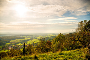 Fototapeta na wymiar Panoramic view to the south of Germany direction Stuttgart