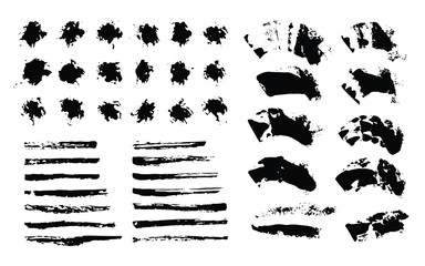 Vector set of ink brush strokes