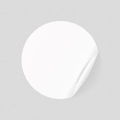 Vector illustration of round sticker. Empty white sticker template isolated on transparent background. It can be used as a mock up, template, background or other design element for your own projects.