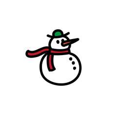 snowman doodle icon, vector illustration