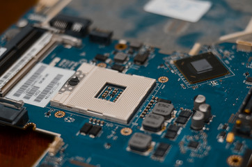 closeup of electronic circuit board