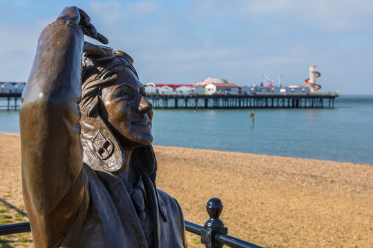 Amy Johnson Statue in Herne Bay, Kent, UK