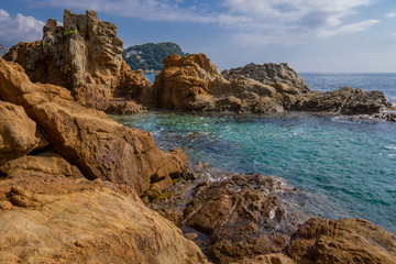 Seascape of resort area of the Costa Brava near town Lloret de Mar in Spain