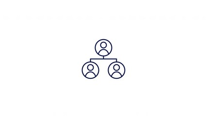 Organizational Chart Line Icon Animation. 4K Motion Graphic with Alpha Channel.