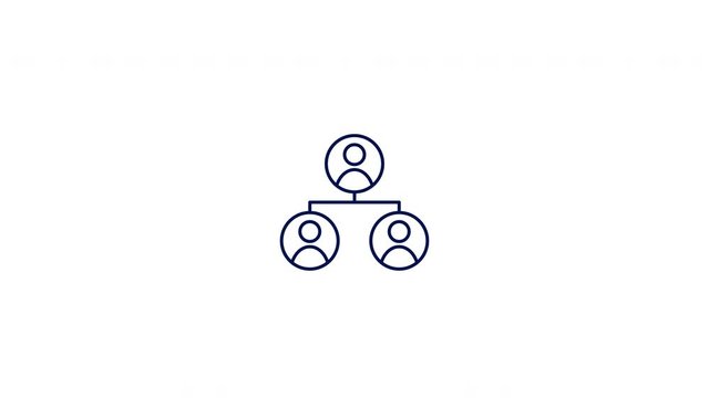 Organizational Chart Line Icon Animation. 4K Motion Graphic with Alpha Channel.