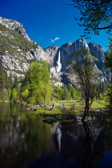 Yosemite Falls Reflected in Lake