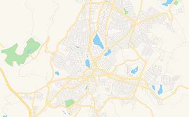 Printable street map of Sete Lagoas, Brazil