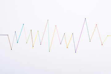 top view of colorful connected drawn lines, connection concept