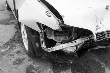 the hood of the car after the accident