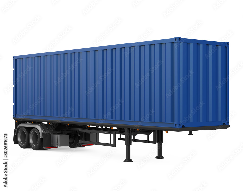 Sticker semi-trailer container isolated