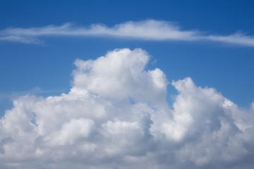 Naklejka na ściany i meble Cumulus couds in the sky. NAture background.