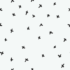 Vector seamless pattern with geometric brush strokes elements. Memphis geometric outline trendy modern style. 