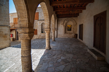 The monastery in Omodos arose in the first centuries of the Christian era. Here is kept a particle of the Cross-of the Lord. The modern architectural ensemble has been preserved since the 17th century
