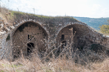 The ruins  of crusader Fortress Chateau Neuf - Metsudat Hunin is located at the entrance to the Israeli Margaliot village in the Upper Galilee in northern Israel
