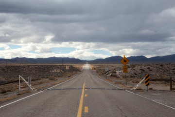 Empty road near area 51 in Nevada, USA.