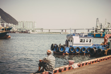 Port, fishing vessels.