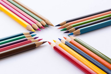 Crayon colorful sort square shape Oblique angle view