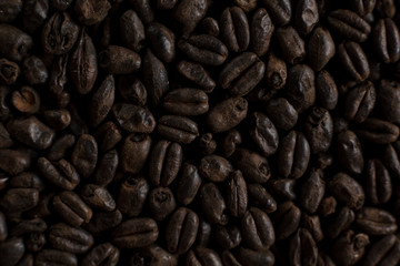 Wheat black for alcohol production. Roasted wheat background. Top view
