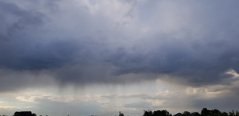 rainy morning, dawn, colorful clouds