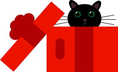 This is cat in box. Cute cartoon illustration.