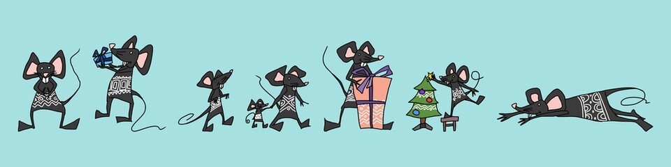 rats bright kind characters selection. vector