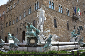 Fountain of Neptune on Piazza della Signoria in Florence, Italy