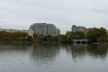 Buildings and a Bridge on the Shore of the Tidal Basin in Washington D.C.
