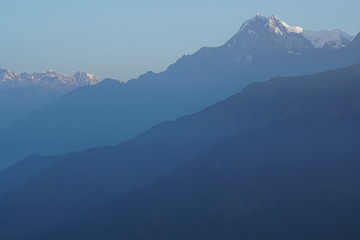 Himalaya rang mountain view of Mt. Dhaulagiri massif and Annapurna mountain at seen from Poon Hill,...
