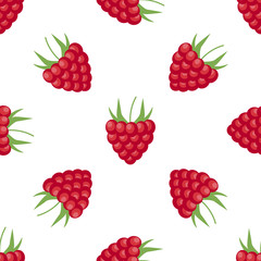 Vector raspberry pattern. Raspberry red seamless background