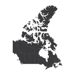 Map of Canada, Canada - map, High detailed - black map of Canada on white background. Vector illustration eps 10.