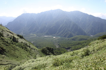 焼岳の登山道から見える上高地