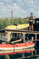 Handsome Young Man Kayaking