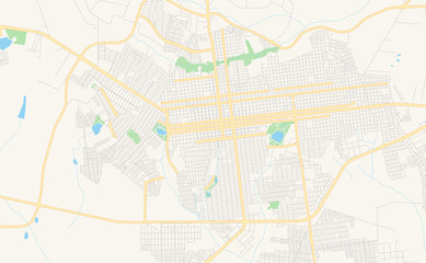 Fototapeta na wymiar Printable street map of Dourados, Brazil