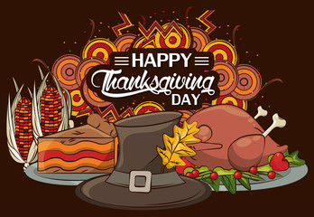 happy thanksgiving day card with delicious food