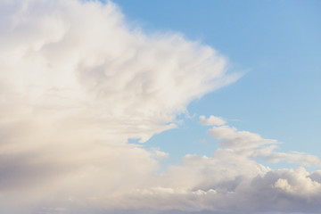 Beautiful sky with white clouds. Copy space