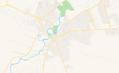 Fototapeta na wymiar Printable street map of Barreiras, Brazil