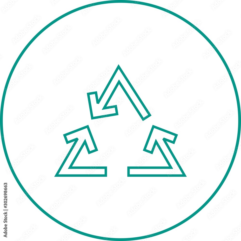 Sticker Beautiful Recycle Arrow Line Vector Icon