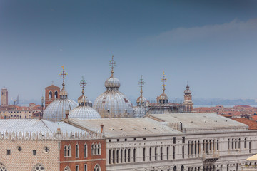Beautiful aerial view of the domes of the Basilica of San Marco, Venice, Italy