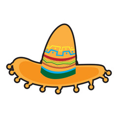 Traditional mexicna hat on awhite background - Vector