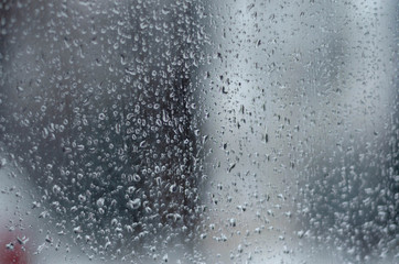 Car glass fogged at the rain