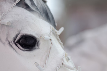 Artificial horse as urban decoration at Christmas