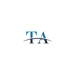 Initial letter TA, overlapping movement swoosh horizon logo company design inspiration in blue and gray color vector